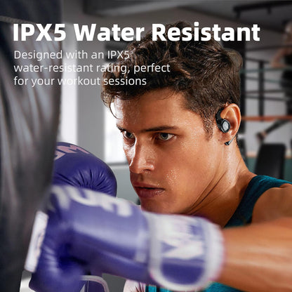 Oraolo Open Ear Headphones, Bluetooth 5.4 Wireless Earbuds with 16.2mm Large Driver, Open Ear Earbuds with AI Noise-Canceling, 32H Playtime, Water-Resistant Headphones for Outdoor (Black)