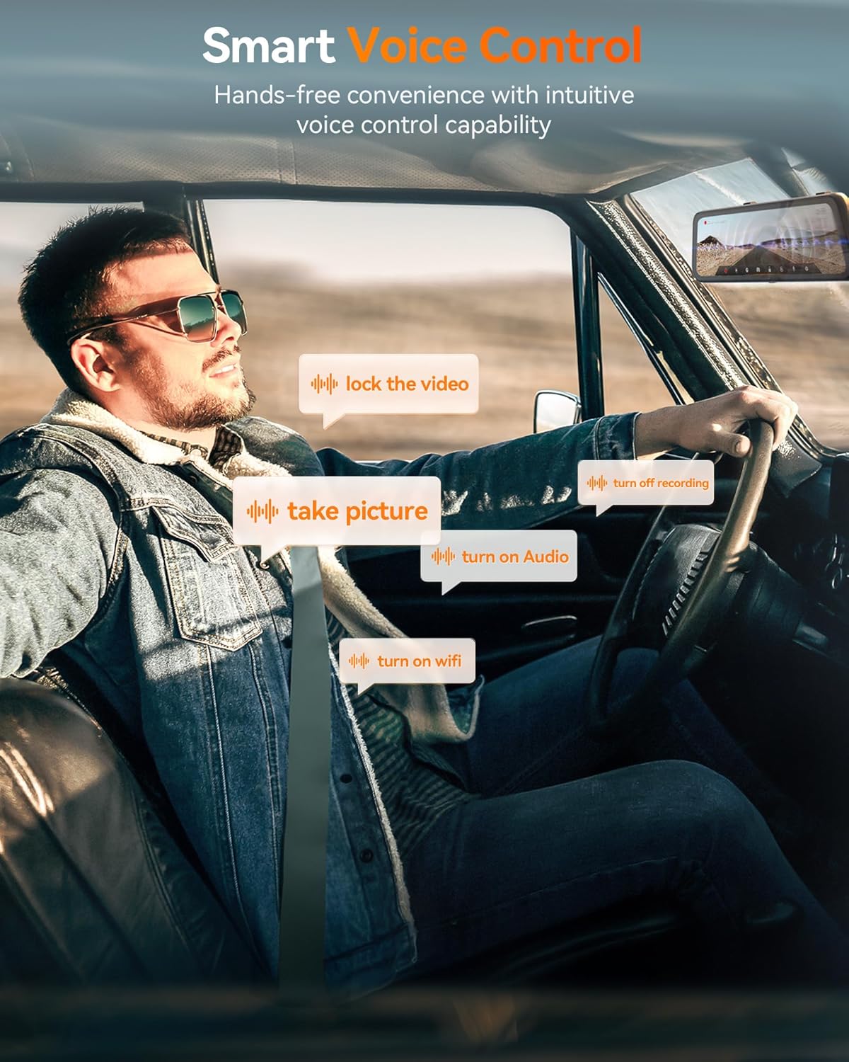 WOLFBOX G900 PRO Mirror Dash Cam with STARVIS 2 IMX678, 12 inches Rear View Mirror Camera with Front 4K and Rear 2.5K, Included 128GB Card, Voice Control, 5.8GHz WiFi, Loop Recording, GPS & G-Sensor