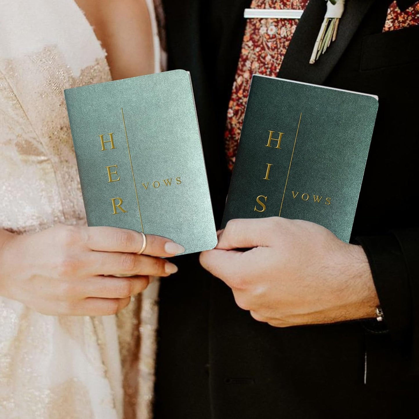 WeddingGiftsWedding Vow Books His and Hers Soft Touch Gold Foil Engraving Vow Books Wedding Essentials Wedding Accessories(TR-HH-Black)