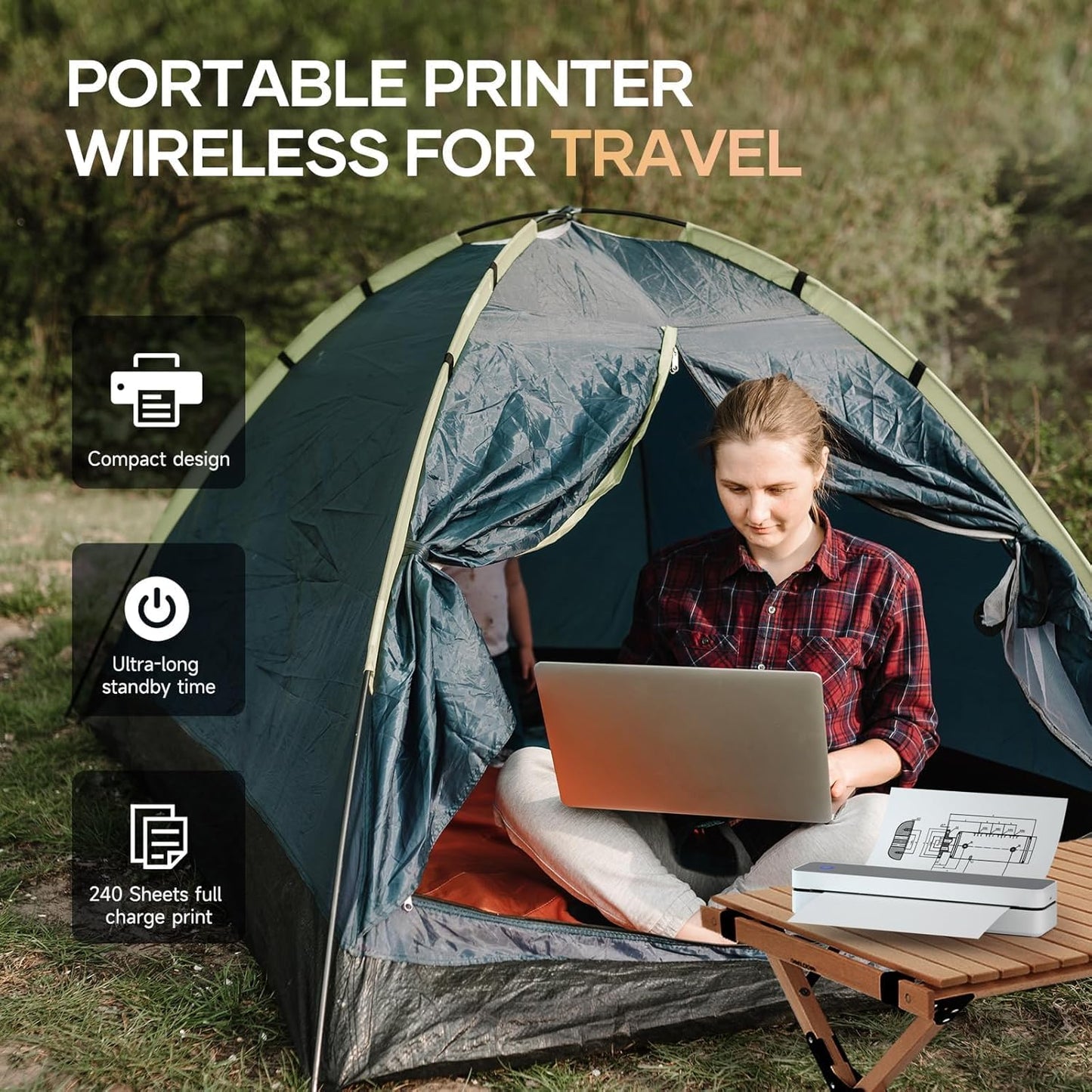 iDPRT Portable-Printer Wireless for Travel, 203DPI Inkless-Small-Thermal-Printer for Home Use, Office, Vehicles, Mobile Bluetooth Printer Supports 8.5" x 11" US Letter&A4&A5, for Smartphone & PC