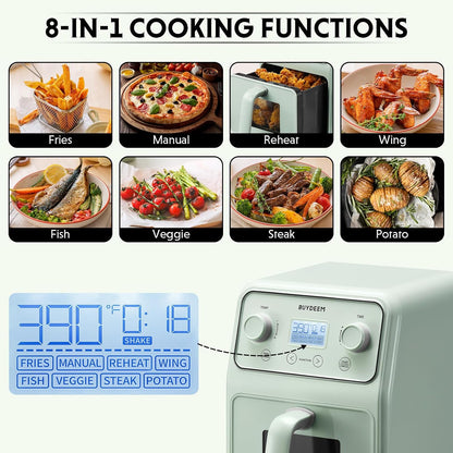 BUYDEEM F51 Air Fryer, Visible Window, One-Touch Control with LCD Display