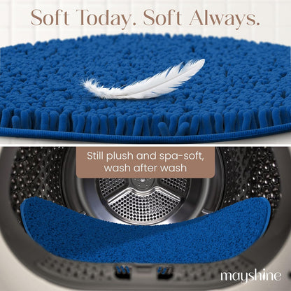 Soft Plush Chenille Bathroom Rug, Absorbent Microfiber Bath Mat, Machine Washable, Non-Slip Grip, Quick-Dry, Thick Shag Carpet Great for Bath, Shower Floor, Bedroom, or Door Mat (Beige, 17x24)