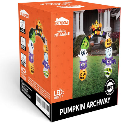 Joiedomi 8 FT Cute Halloween Inflatables Pumpkin Archway Outdoor Decoration, Archway Halloween Blow Up for Yard with Build-in LED Lights, Inflatable Arch Yard Outside Pumpkin Decor for Party, Garden