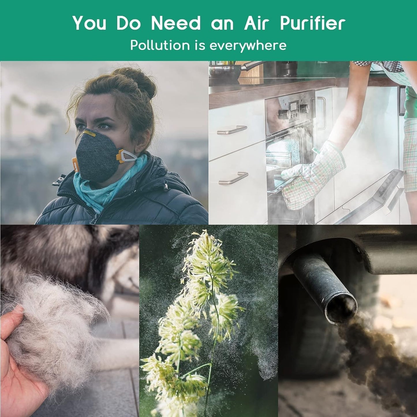 Afloia Air Purifier for Home Large Room Up to 1796 Ft², 3-Stage Air Cleaner for Bedroom 24 dB, Air Purifiers for Pets Dust Dander Mold Pollen, Odor Wildfire Smoke Eliminator, Fillo (Gray) - PuriLite