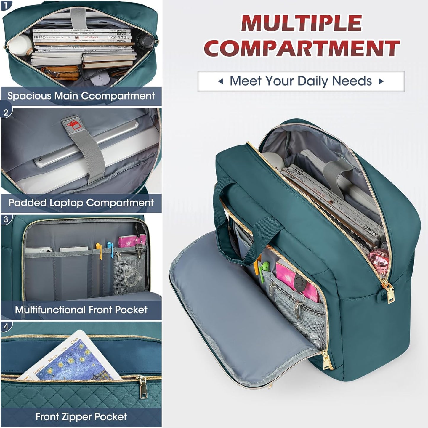 Laptop Bag 17 Inch Laptop Briefcase for Women Waterproof Computer Messenger Bag Professional Laptop Case for Business Work - PuriLite