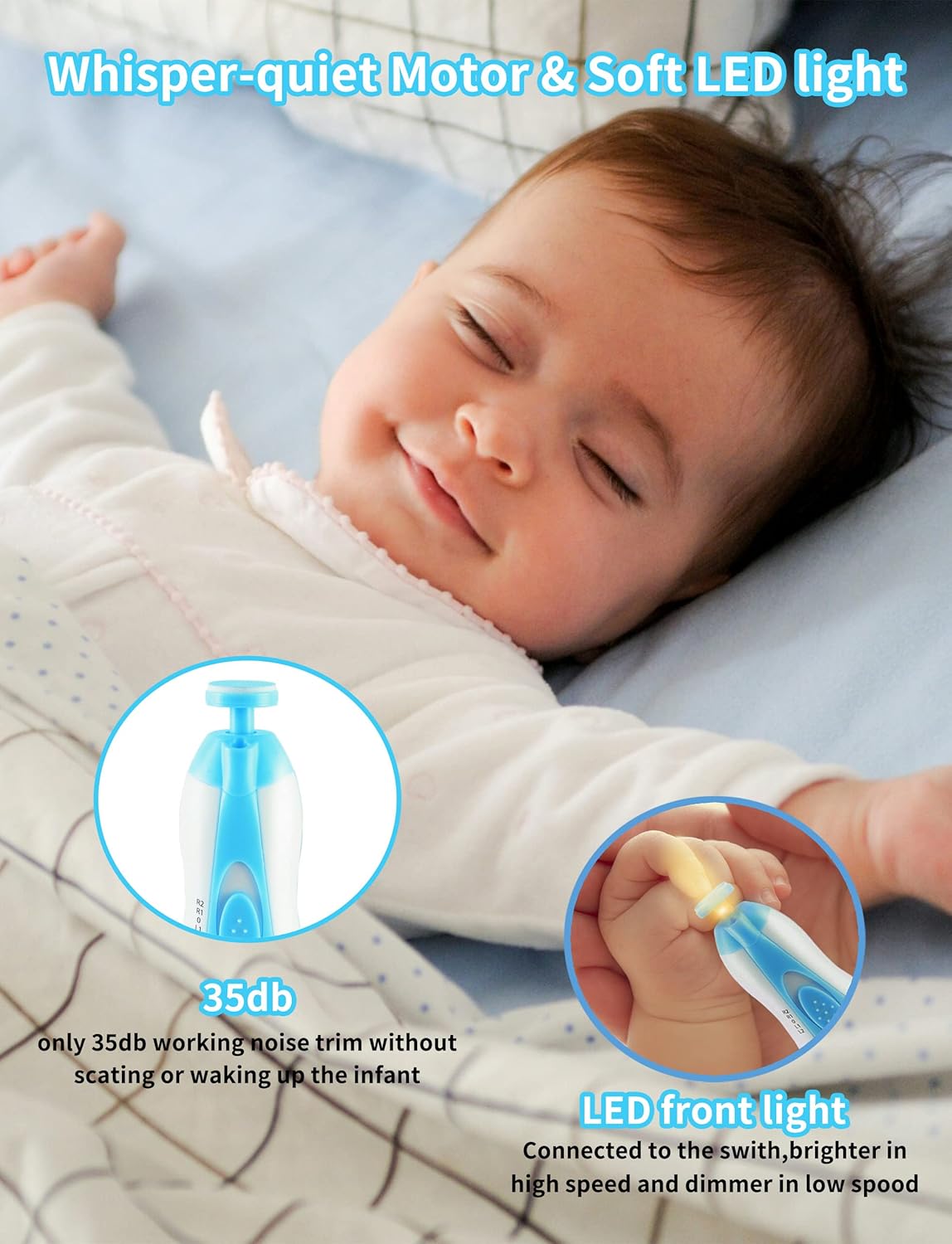 Baby Nail Trimmer Electric,Baby Nail File Clipper for Toes and Fingers
