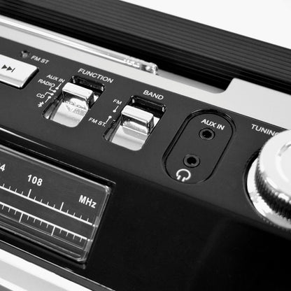 Studebaker SB2145S 80's Retro Street Bluetooth Boombox with FM Radio, CD Player, LED EQ, 10 Watts RMS and AC/DC in Silver