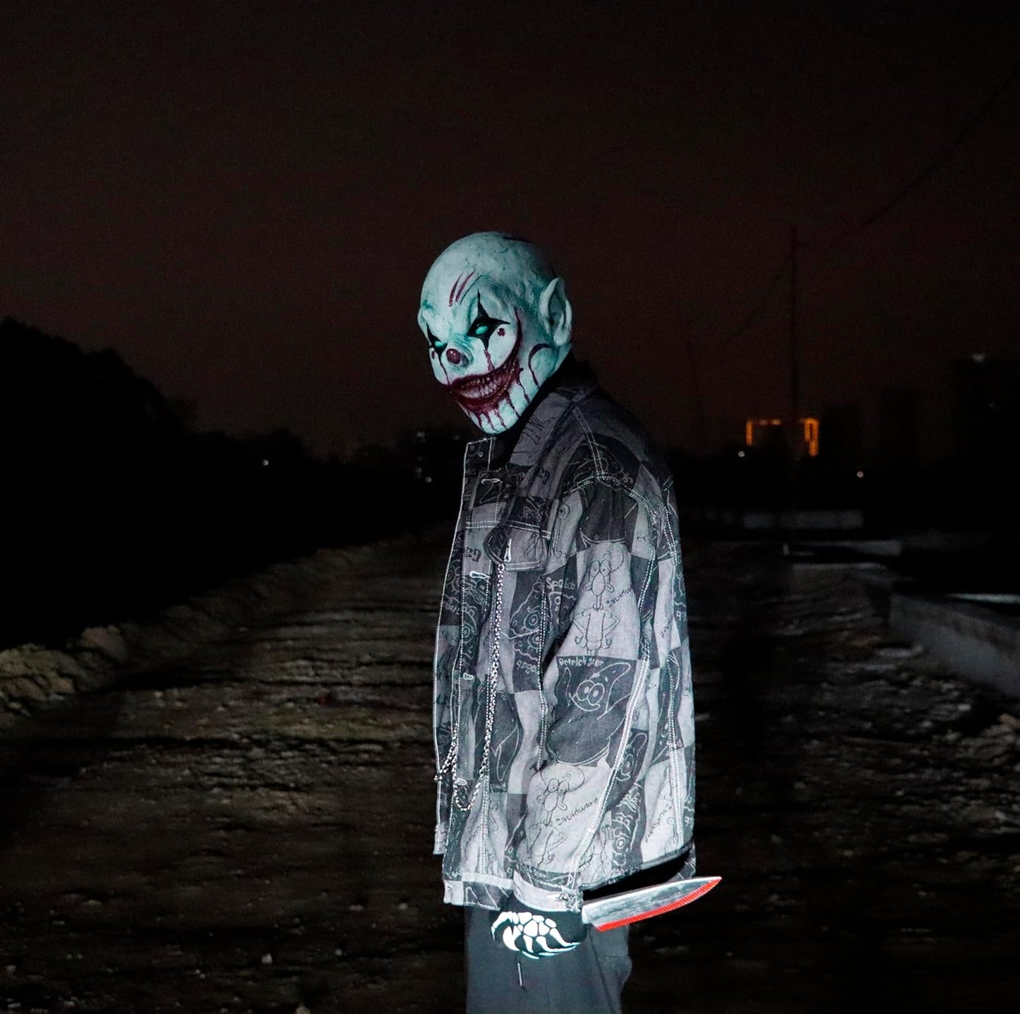 Stobbod Horror Clown Mask Scary Evil Killer Halloween Cosplay Mask Creepy Demon Masquerade Party Costume Accessories Full Head Latex