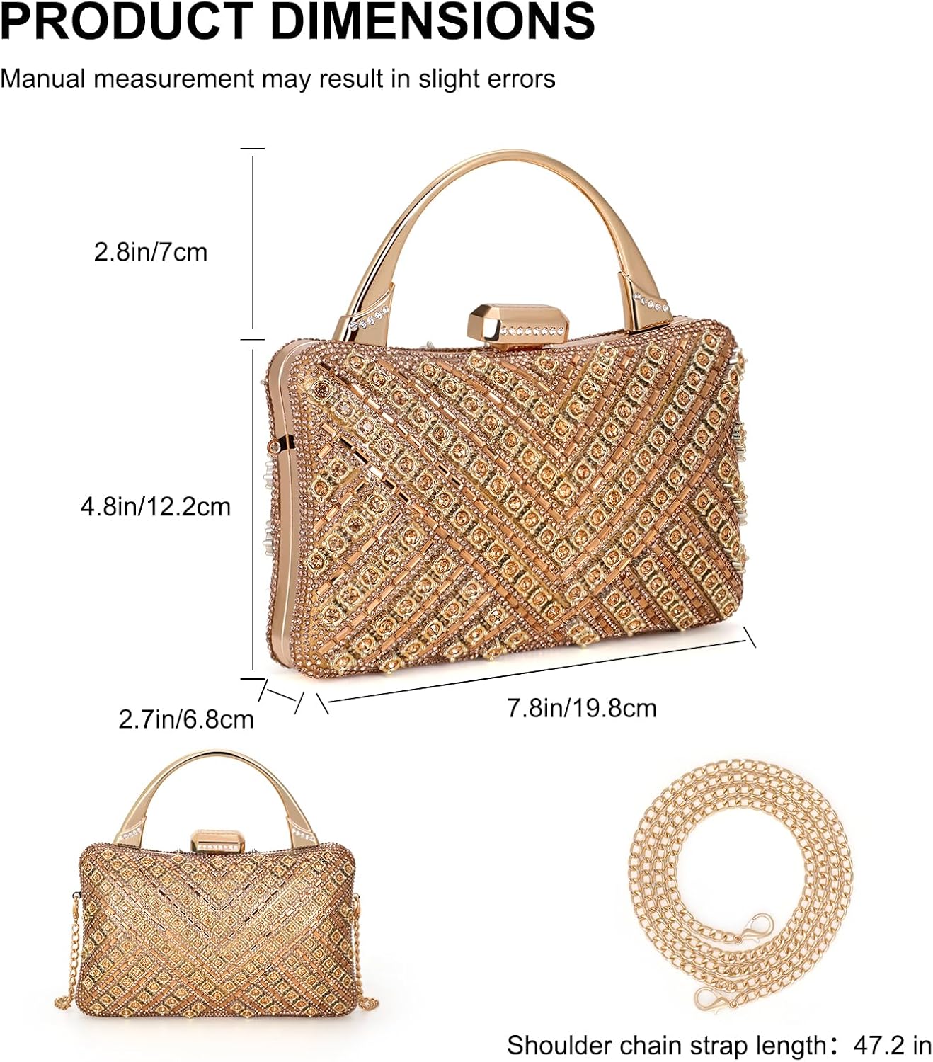 Elsblossion Clutch Purses for Women, Formal Evening Bag, Sparkly Rhinestone Purse for Party, Prom, Wedding