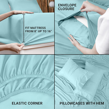 Utopia Bedding Queen Bed Sheet Set - 4 Piece Bedding - Soft Brushed Microfiber Fabric - Shrinkage & Fade Resistant - Easy Care (White)