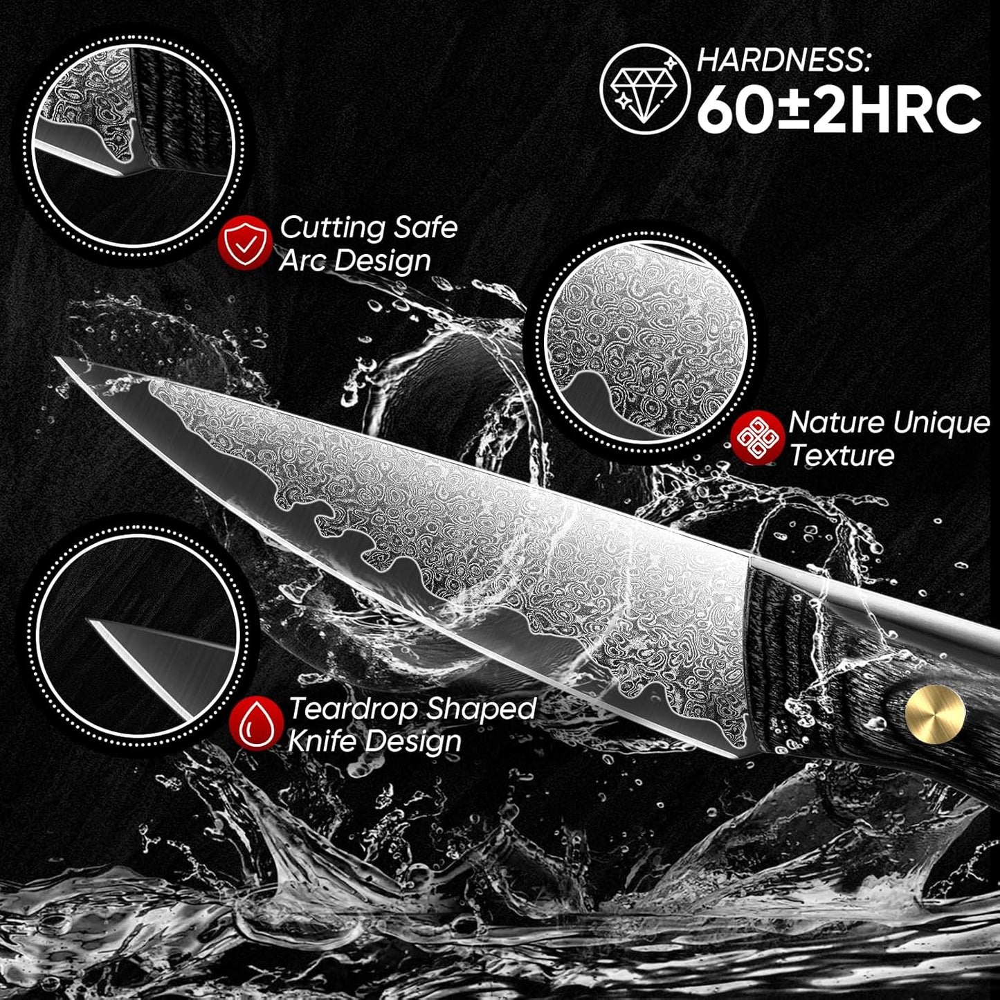 Purple Dragon Damascus Fish Fillet Knife - 7 inch Flexible Boning Knife with VG10 Core, Kitchen Slicing Knife with Full Tang Handle, Birthday Dad Mom Gift