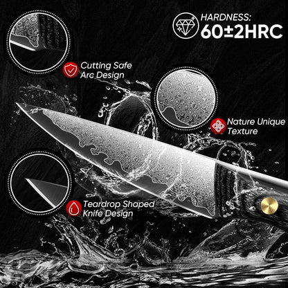 Purple Dragon Damascus Fish Fillet Knife - 7 inch Flexible Boning Knife with VG10 Core, Kitchen Slicing Knife with Full Tang Handle, Birthday Dad Mom Gift