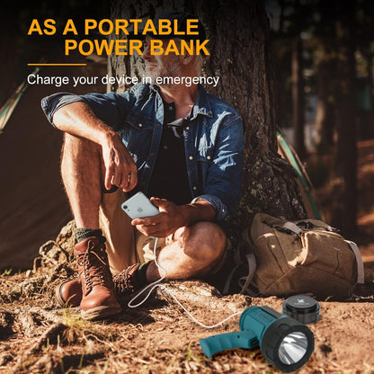 YIERBLUE Rechargeable Spotlight Flashlight with Super High Lumen LED, IP67 Waterproof Long Running Spot Light searchlight, Impact Resistant Handheld Spotlight with Foldable Stand Red Lens
