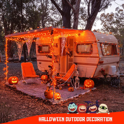 JMEXSUSS 2 Pack 75.5ft Orange Solar Christmas Lights, Total 400 LED Solar String Lights Outdoor Waterproof, 8 Modes Orange Halloween Lights for Tree Patio Garden Thanksgiving Halloween Decorations