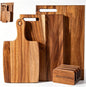 Acacia Wood Cutting Board Set of 3 with Holder, Wooden Cutting Boards for Kitchen, Chopping Board Set with Handle for Meat, Bread, Cheese & Serving, Charcuterie Boards