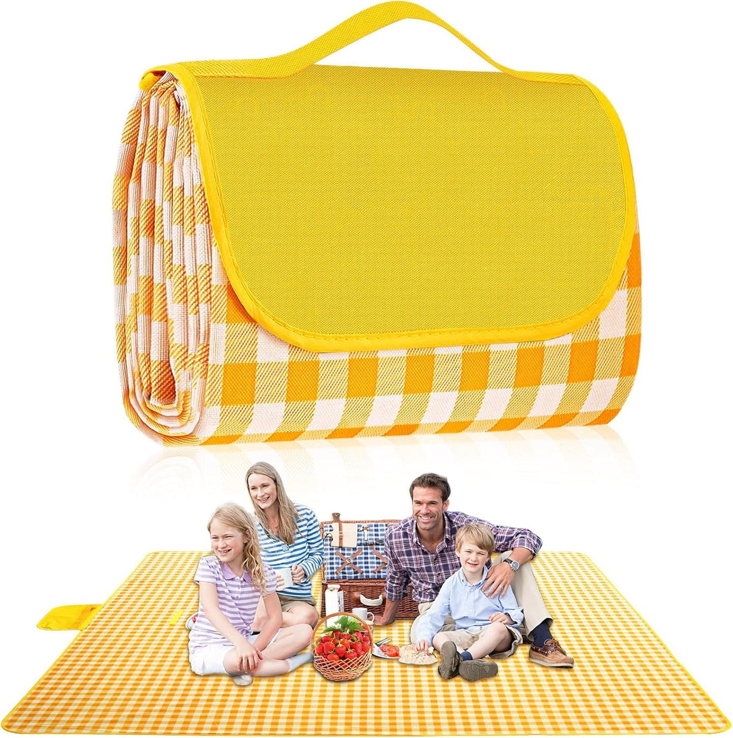 Extra Large Outdoor Picnic Blanket, 79"x79" Waterproof Picnic Mat, Sandproof Beach Blanket Portable Camping Blanket Lightweight for Park Beach Camping Courtyard (Dark Blue)
