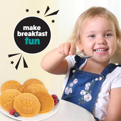 Animal Mini Pancake Pan - Make 7 Unique Flapjack Zoo Animals, Including a Elephant, Giraffe and More- Nonstick Pan Cake Maker Griddle for Breakfast Fun & Easy Cleanup, Unique Holiday Breakfast or Gift