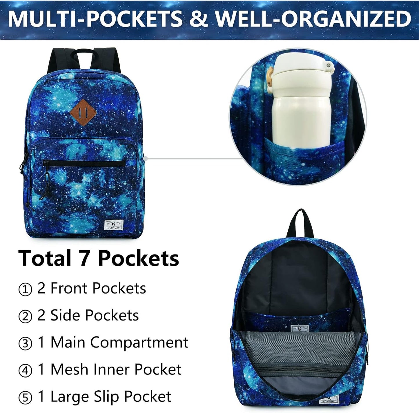 School Backpack for Kids,Lightweight Water Resistant Work Travel Backpack for Women Men Teens VONXURY