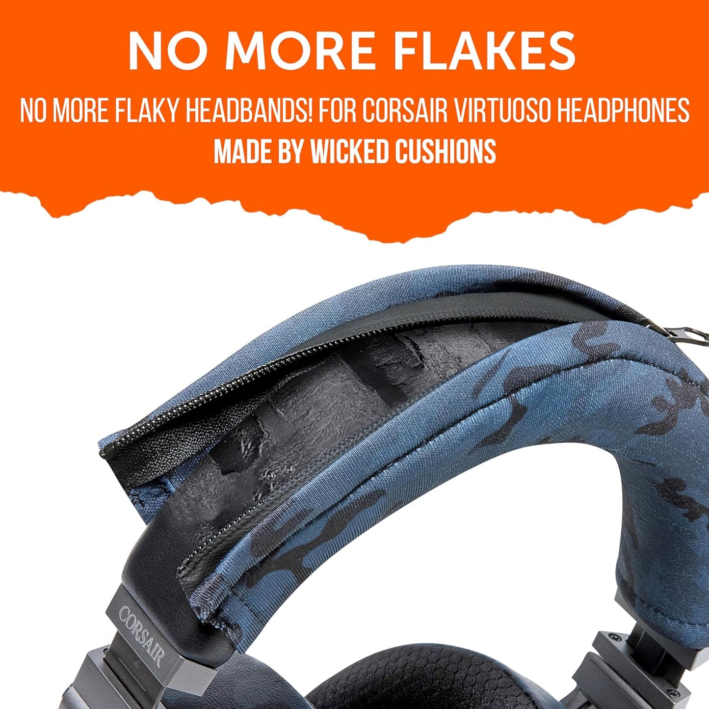 WC BandZ Virtuoso - Protective Headband Cover for Corsair Virtuoso Gaming Headsets - Machine Washable, No More Flaking Leather - Compatible with Virtuoso Wireless, XT, and SE | 90's Black