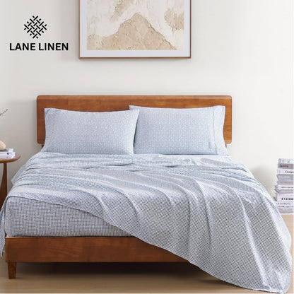 Lane Linen 100% Organic Cotton Queen Sheet Set, 4-Piece Percale Bed Sheets for Queen Bed - Soft, Breathable, Hypoallergenic, Deep Pocket Fits Mattress Up to 15" Deep, Hotel Quality Sheets - White