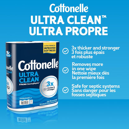 Cottonelle Toilet Paper, 24 Family Mega Rolls = 132 Regular Rolls (4 Packs of 6), Ultra Clean, Strong Bathroom Tissue, 353 Sheets per Roll, Packaging May Vary | Equals 132 Regular Rolls, 4-Pack of 6, Strong, Flushable, Plant Based, Packaging May Vary