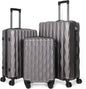 3-Piece Hardside Luggage Set with Spinner Wheels (Grey)