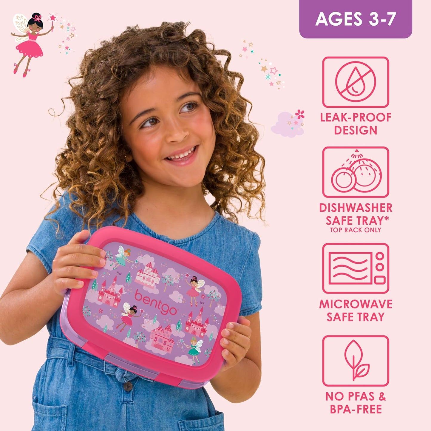 Bentgo Kids Prints (Unicorn) - Leak-Proof, 5-Compartment Bento-Style Kids Lunch Box - Ideal Portion Sizes for Ages 3 to 7 - BPA-Free and Food-Safe Materials