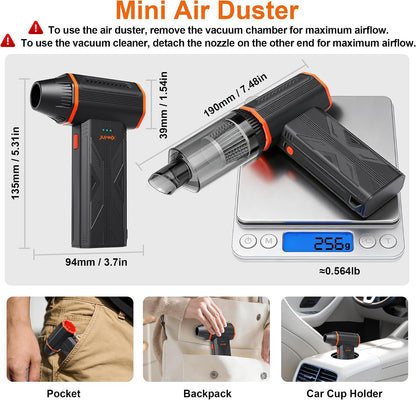 Compressed air Duster & Small Vacuum,150000RPM 3in1 Computer Vacuum Cleaner