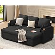 DURASPACE Sofa Bed Sleeper Pull Out 2 in 1 Sectional Sleeper Sofa Couches with Storage,USB, Cup Holder,Pullout Sectional Couches for Apartment Living Room (Dark Gray Linen)