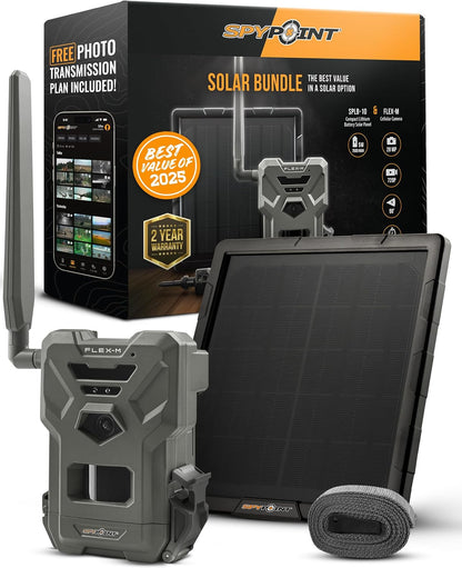 SPYPOINT Flex-M Cellular Trail Camera - Best Value in Hunting Accessories, No WiFi Needed & GPS-Enabled, Hunting Night Vision, IP65 Water-Resistant, 28MP Photos, 720p Videos + Sound (Pack of 1)