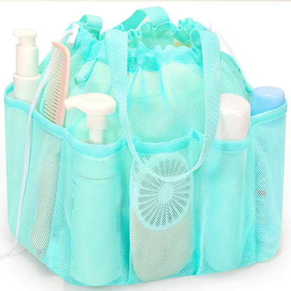 famichan Mesh Shower Caddy Portable, Dorm Room Essentials for College Students, Large Capacity with 8 Pockets Shower Bag for Camping,Swimming,Gym,Travel