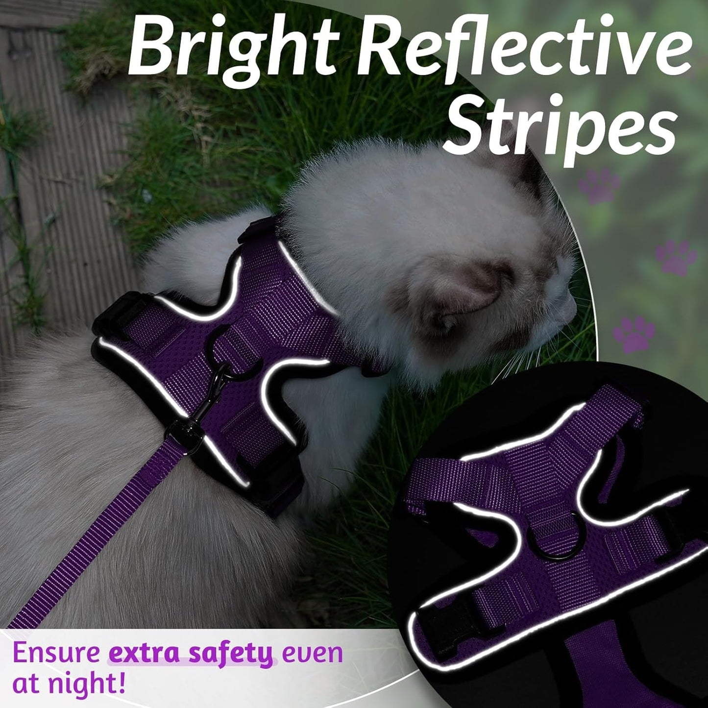 rabbitgoo Cat Harness and Leash for Walking, Escape Proof Soft Adjustable Vest Harnesses for Small Medium Cats, Easy Control Breathable Reflective Strips Jacket, XS, Black