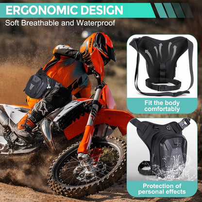 BKNOOU Drop Leg Bag for Men Women Motorcycle Leg Bags Tactical Thigh Bag with Removable Leg Straps Waterproof Fanny Pack Outdoor Leg Pouch for Running Hiking Climbing Cycling Fishing Travel Riding