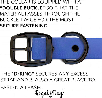 Regal Dog Products Large Pink Waterproof Hunting Dog Collar with Heavy Duty Black Hardware Buckle & D Ring | Custom Fit Vinyl-Coated Webbing Water Resistant Collar for Small, Medium & Large Dogs