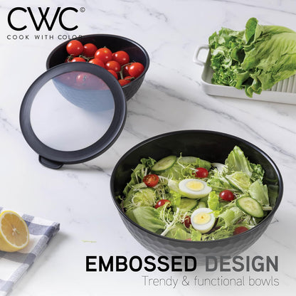 COOK WITH COLOR Mixing Bowls with TPR Lids - 12 Piece Plastic Nesting Bowls Set Includes 6 Prep Bowls and 6 Lids, Microwave Safe Mixing Bowl Set (Mint)