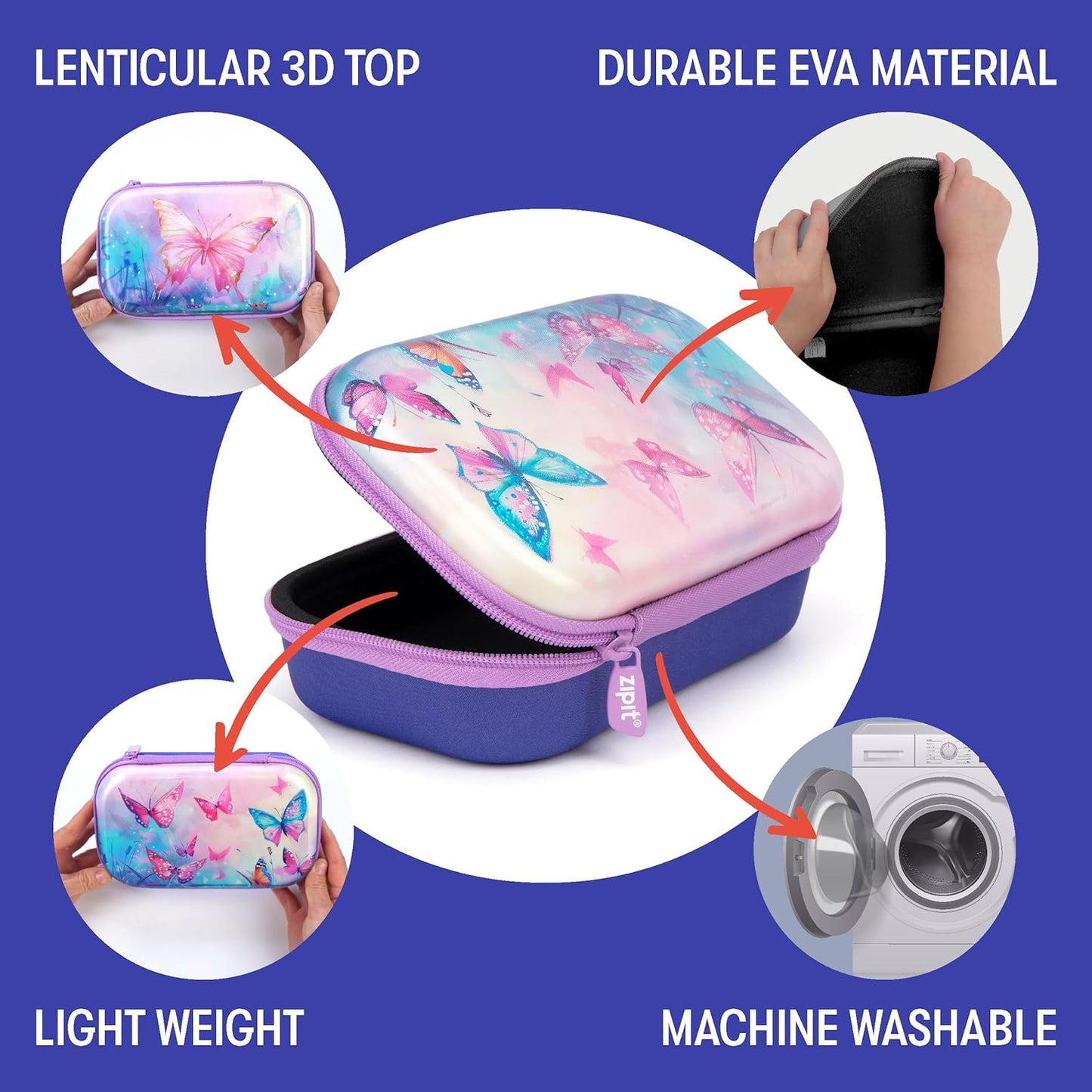 ZIPIT 3D Pencil Box for Kids | Lenticular Pencil Case for School | Large Capacity Pencil Pouch for Girls and Boys