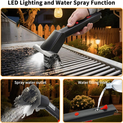 Cordless Electric Grill Brush for Outdoor - Waterproof BBQ Grill Cleaner with Lights Water Spray - Grill Cleaning Brush for Burnt-On Grease&BBQ Grates, 90-Min Runtime, 2 Stainless Heads Refill