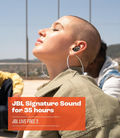 JBL Live Free 2: 35 Hours of Playtime, True Adaptive Noise Cancelling, Smart Ambient, and Beamforming Mics (Black)