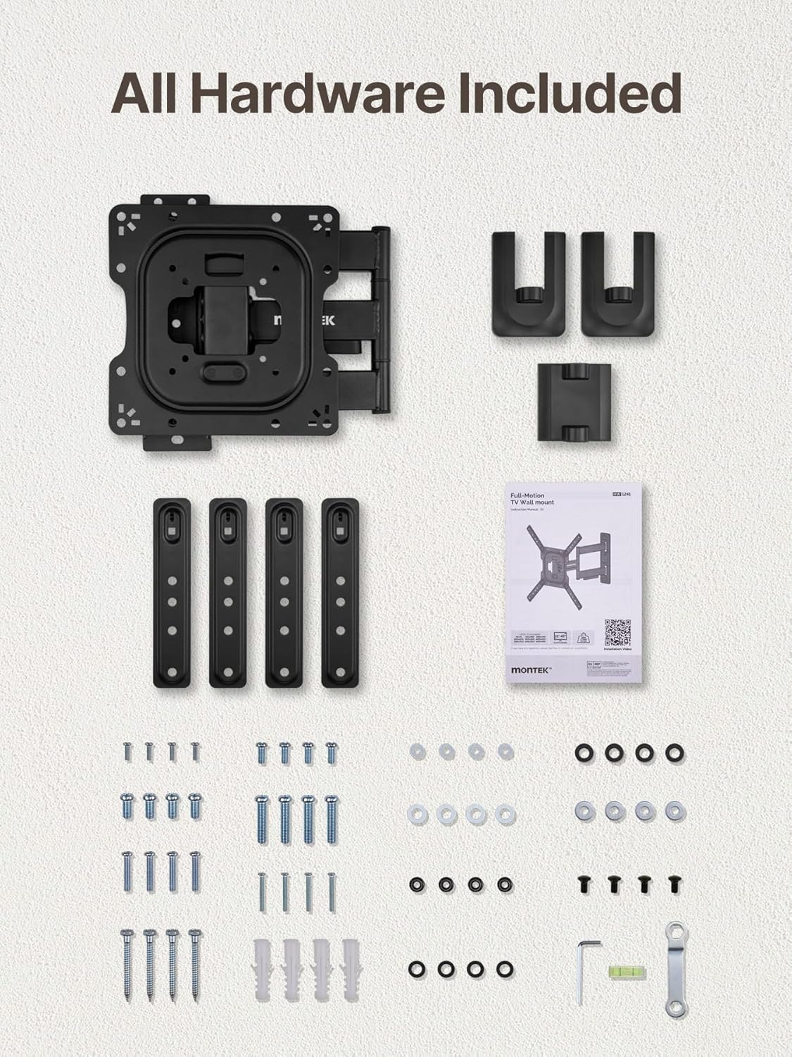 monTEK Full Motion TV Mount for Most 23-65 Inch Flat Curved TVs & Monitors, Swivel Articulating Tilt TV Wall Mount, Wall Mount TV Bracket Perfect Center Design Max VESA 400x400mm, up to 77lbs - PuriLite