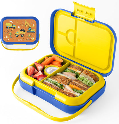 BOZ Kids Bento Lunch Box - 4 Compartment Kids Lunch Containers for Ages 3 to 7 - Leak Proof, Dishwasher Safe