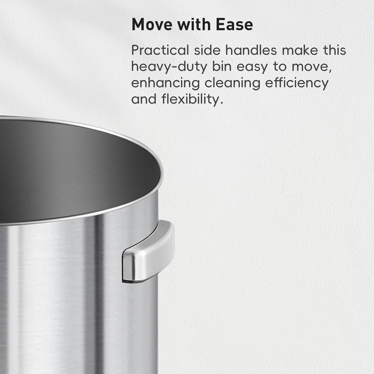 EKO 32-Gallon Round Stainless Steel Open Top Trash Can, Large Commercial Waste Bin with Detachable Lid and Carrying Handle, Brushed Metal Garbage Bin for Home, Office, Restaurant, Restroom