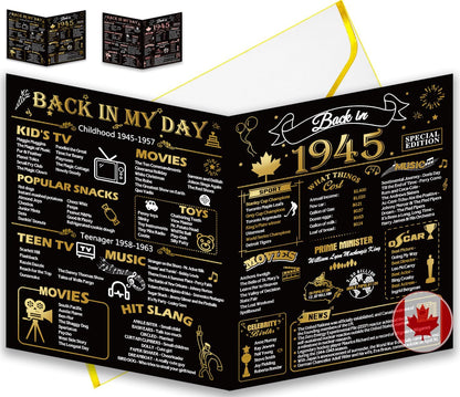 50th Birthday Card, Jumbo CANADA 25x20cm Back in 1975, Gilding Happy 50th Birthday Decoration for Woman, Men, Funny 50 Birthday Gifts for Wife, Husband, Him, Her, Mom