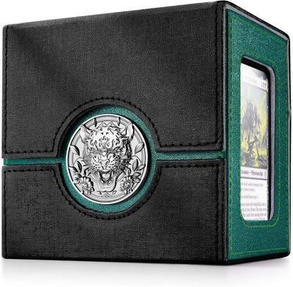 Kabinka Commander Deck Box for MTG with Metal Emblem, Card Deck Box with Dice Tray, Hold 100 Double-Sleeved Cards for TCG/PTCG, Cards Storage Case, 35PT Magnetic Card Holder (Black& Purple, Lotus)