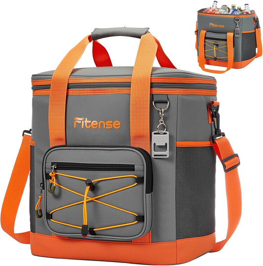 Fitense Soft Cooler Bag Insulated 50 Cans/33L, 27 Cans/20L Camping Cooler 4-Layer Leakproof, Collapsible Portable Lunch Cooler for Beach, Travel, Picnic, Grocery, Kayaking