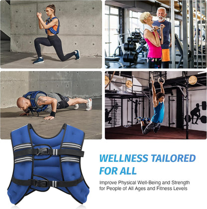ZELUS Weighted Vest, 6lb/8lb/12lb/16lb/20lb/25lb/30lb Weight Vest with Reflective Stripe for Workout, Strength Training, Running, Fitness, Muscle Building, Weight Loss, Weightlifting