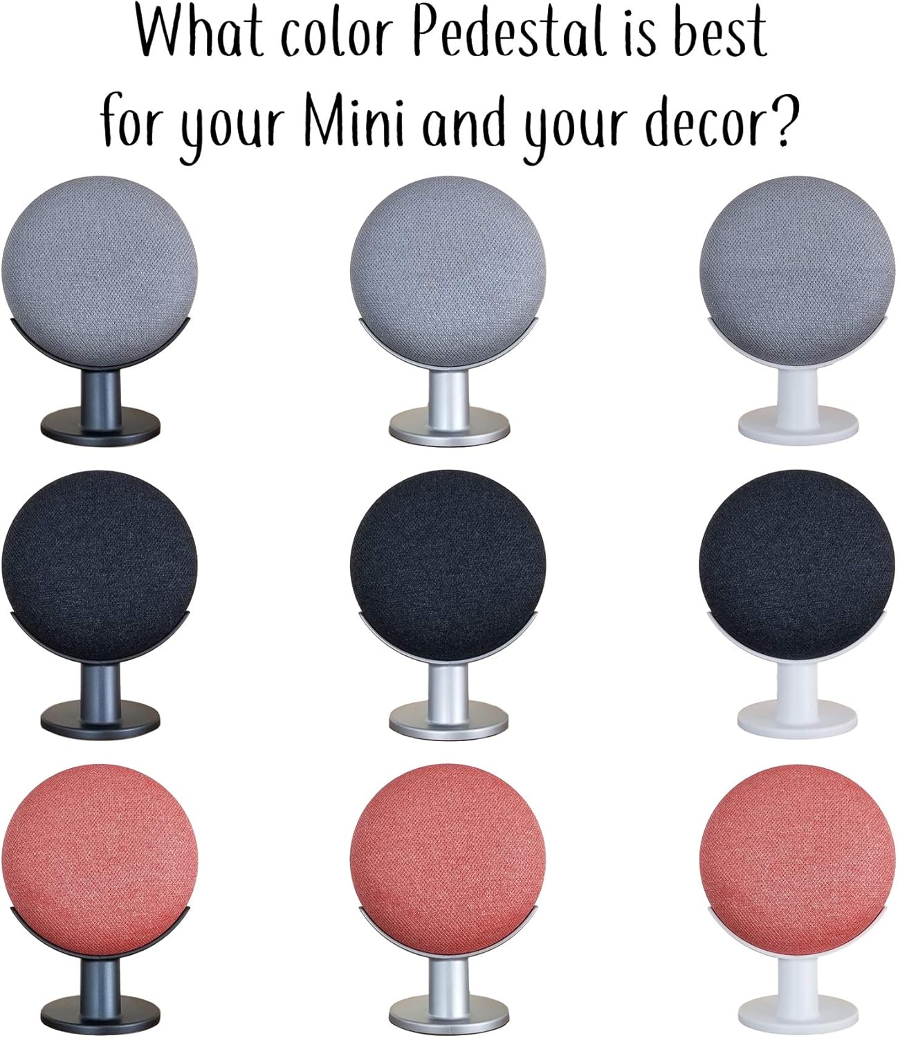 Mount Genie Google Home Mini Pedestal: Improves Sound Visibility and Appearance - Cleanest Mount Holder Stand for Google Mini - Designed in USA (Charcoal)