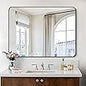 Keonjinn 42 x 36 Brushed Nickel Bathroom Vanity Mirror, Large Rounded Rectangle Bathroom Mirrors for over Sink, Metal Framed Silver Mirror for Wall, Shatterproof HD Tempered Glass(Horizontal/Vertical)
