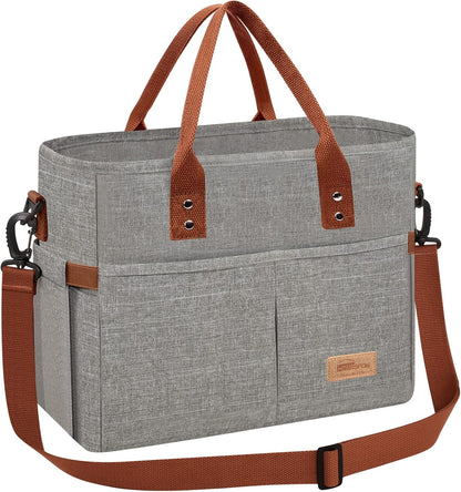 HOMESPON Lunch Bag for Woman Man Adults with Front Pocket Insulated Lunch Tote Lunch Box Container for Work Picnic or Travel(Black)