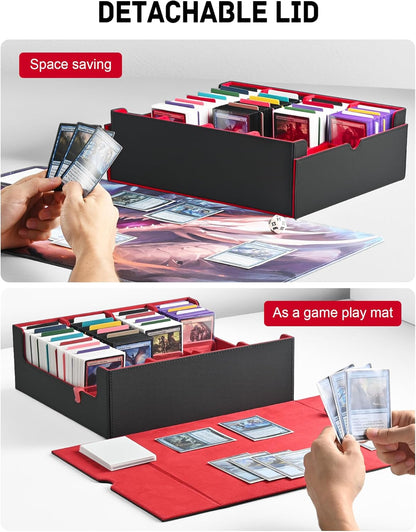 ZLCA Card Storage Box for MTG PTCG, Commander Deck Box Holds 3000+ Cards, Card Storage Case with 4 Stoppers, Card Organizer for TCG Sport Cards (Black)