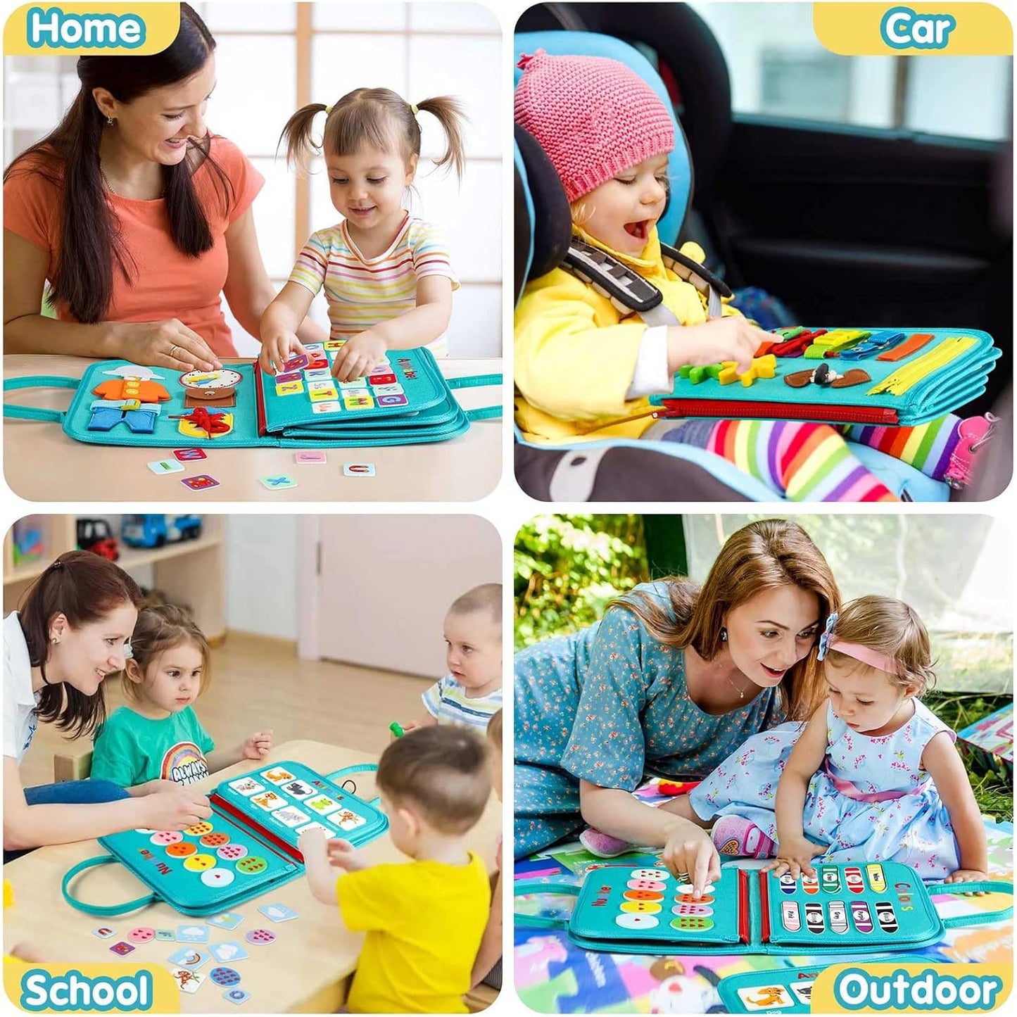 Winblo Toddler Busy Board - Montessori Toys for Toddler Girl Birthday Gift, Educational Learning Sensory Busy Book for Girls, Airplane Car Travel Activities Toy for Toddlers